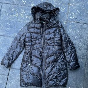 Via Spiga Patent Black Down Long Winter Coat